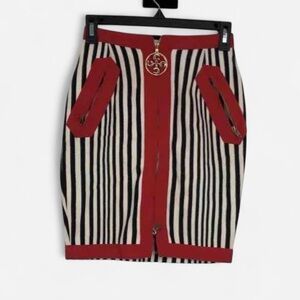 Y2K Moschino Cheap and Chic zip front skirt, black, ivory and red USA Sz 6